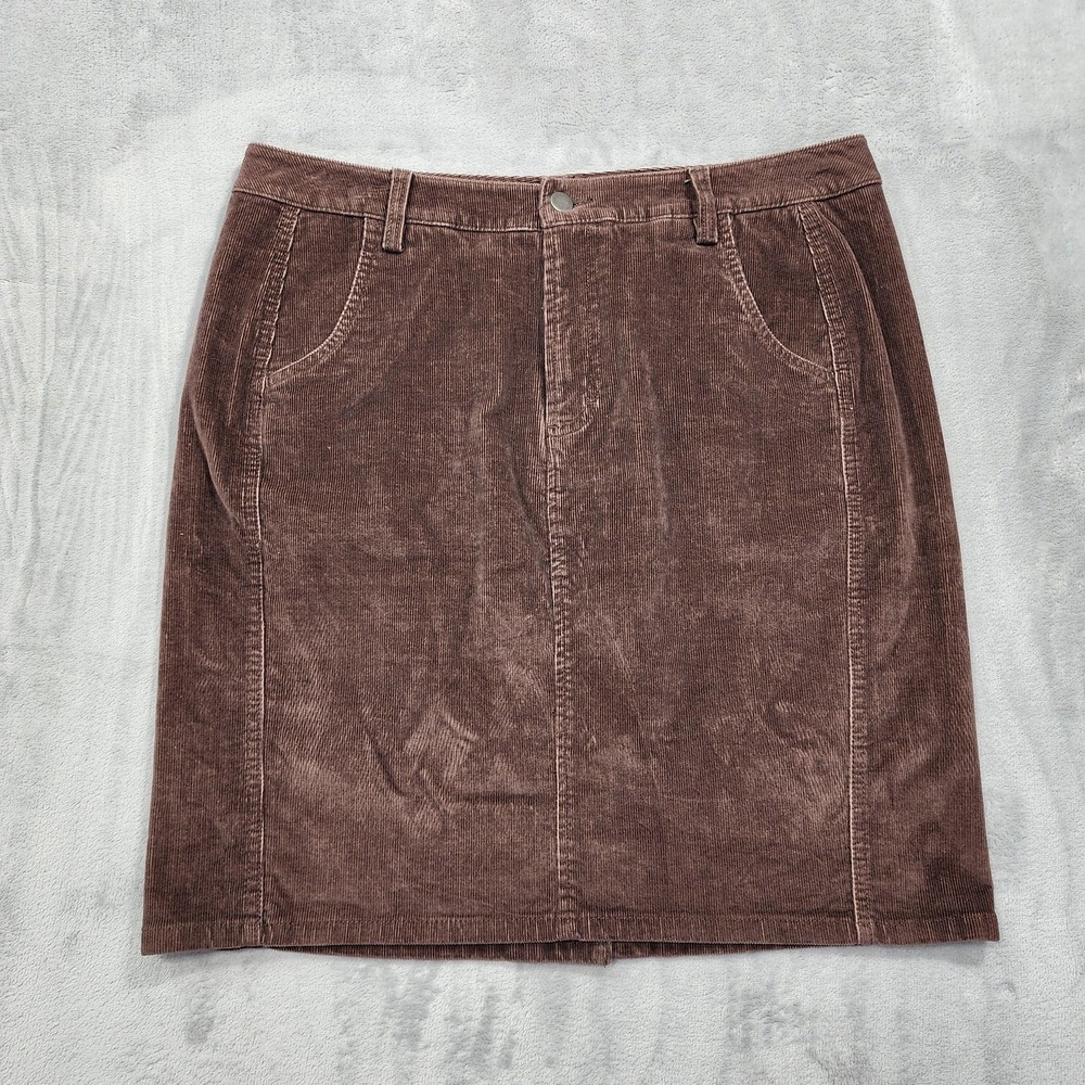 Vintage Covington Skirt Womens 14 Brown Corduroy Pencil‎ Mini Stretch Academia